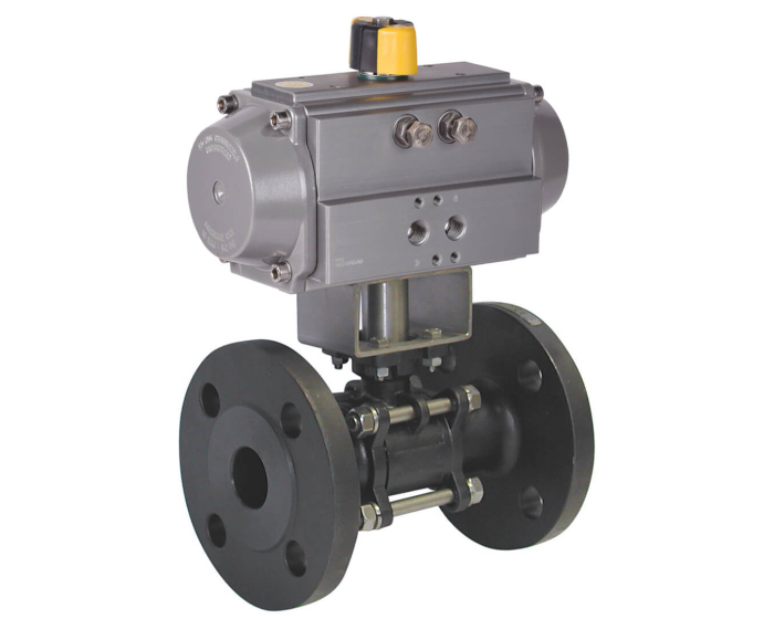 3 piece carbon steel ball valve765 XS + RE/RES pneumatic actuator